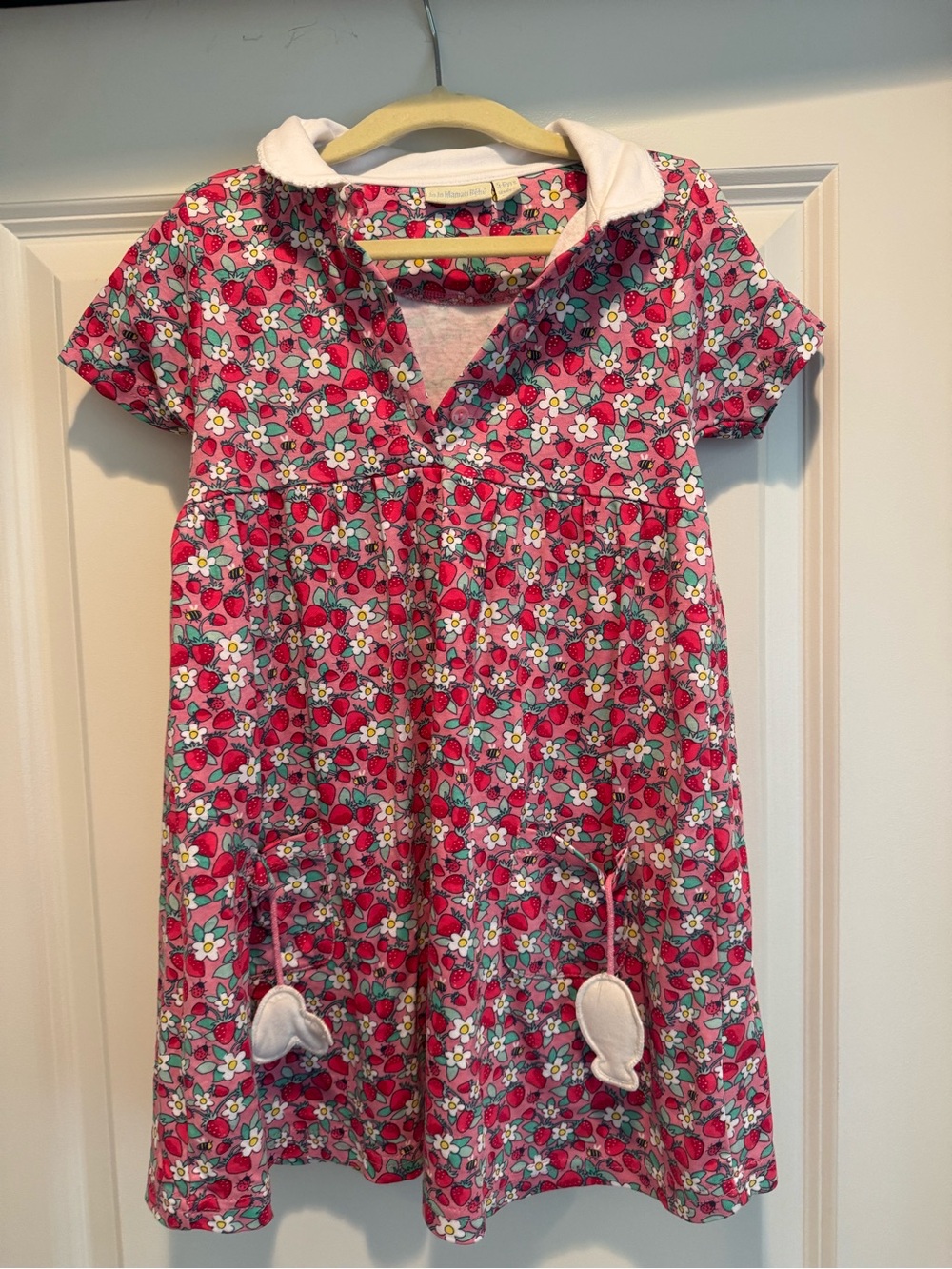 JoJo Maman Bébé Pink Strawberry & Floral Polo Dress